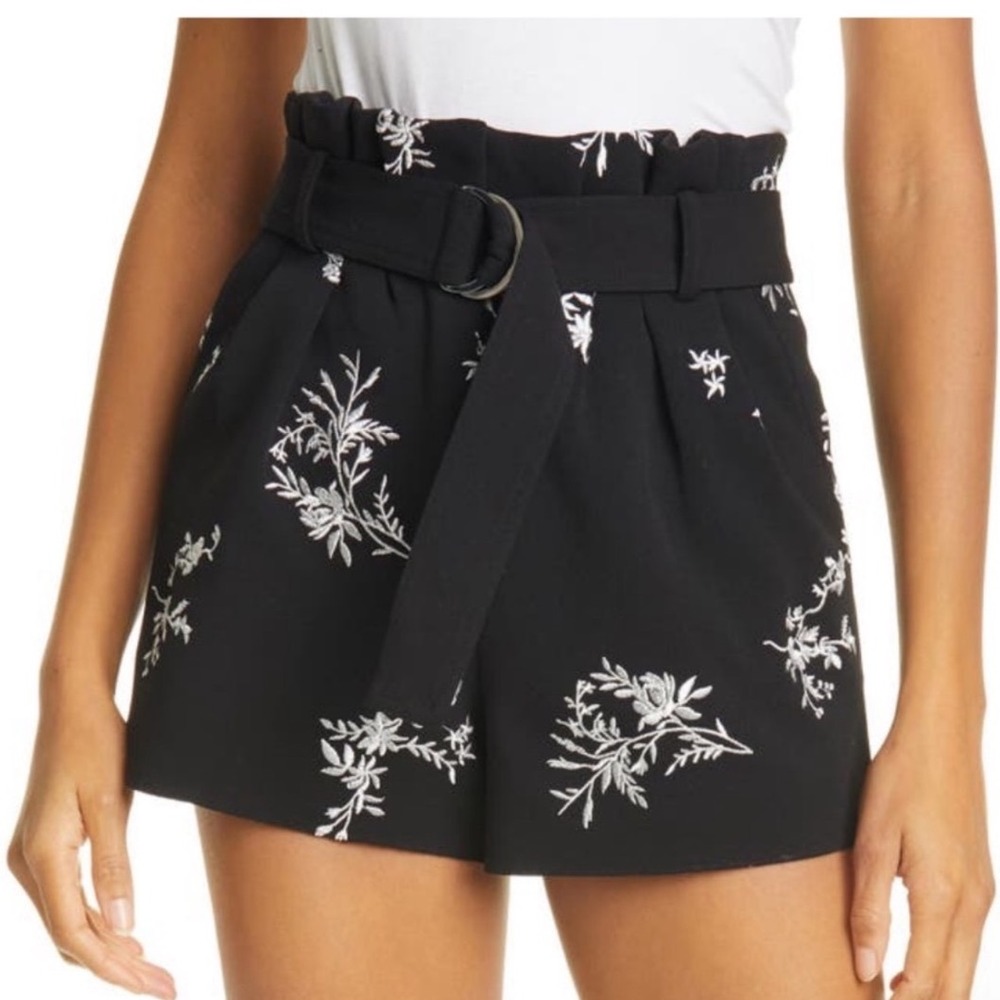 MAJE Ima Floral Embroidered Shorts Floral Preppy Size 36 US Small Black